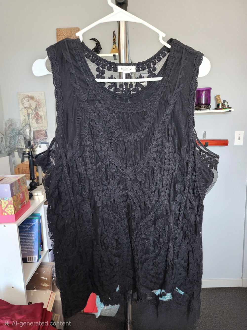 Tribal Jeans Black Lace Overlay Sleeveless Women’s Top